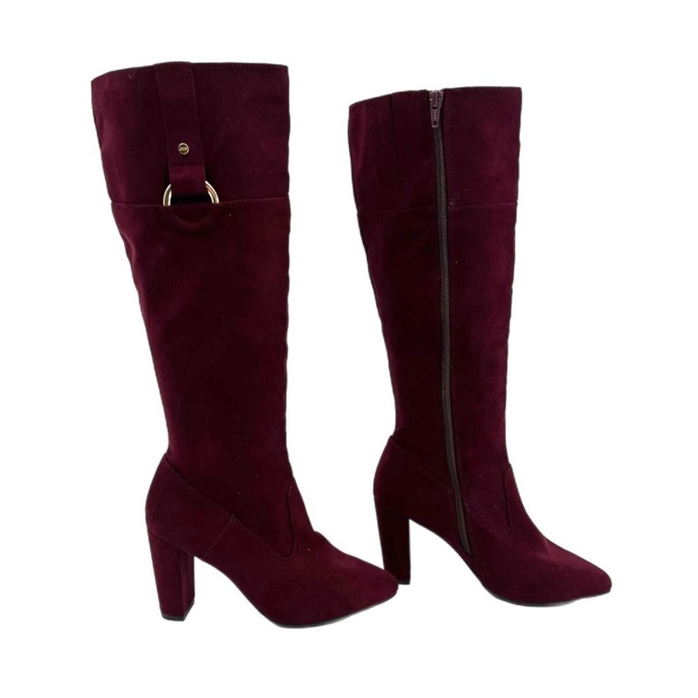 Jones New York Kendra Over the Knee Burgundy Boots faux suede sz 8